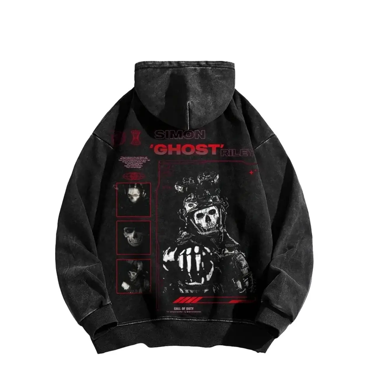 Superstyle Simon "Ghost" Riley Skull Mask Warrior Call of Duty: Modern Warfare II Edition Long Sleeve Cotton Unisex Vintage Hoodie REF