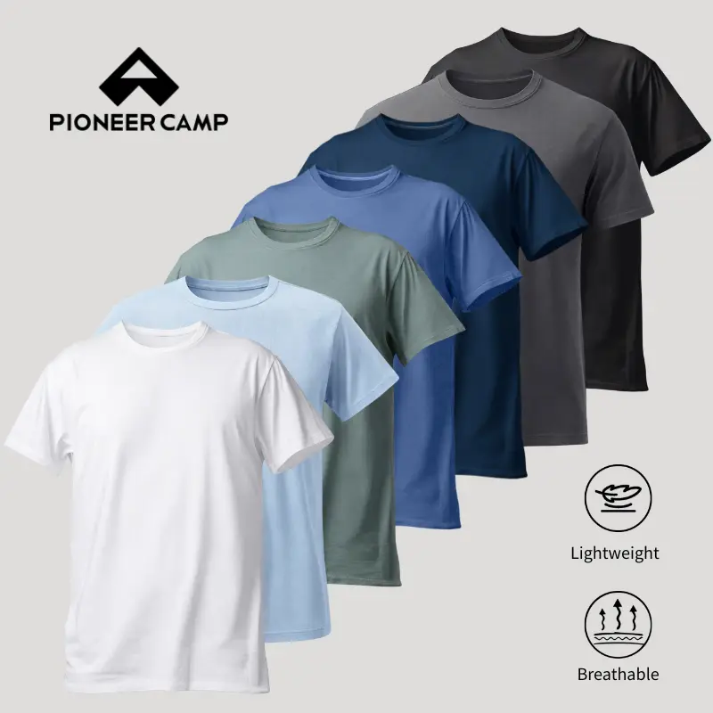 Pioneer Camp Mens Bamboo Viscose T Shirt Ultra Soft Breathable Cotton Natural Material Casual Basic Tee Shirt Undershirt Crewneck Streetwear Menswear, SummerVibes, Father's Day Gift