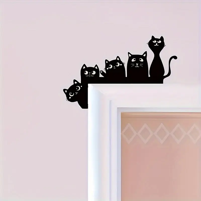 Five cats metal door corner decoration, animal themed wall pendant, Wall Hanging Ornament, Wall Ornaments, suitable for indoor, living rooms, homes, Halloween and Christmas