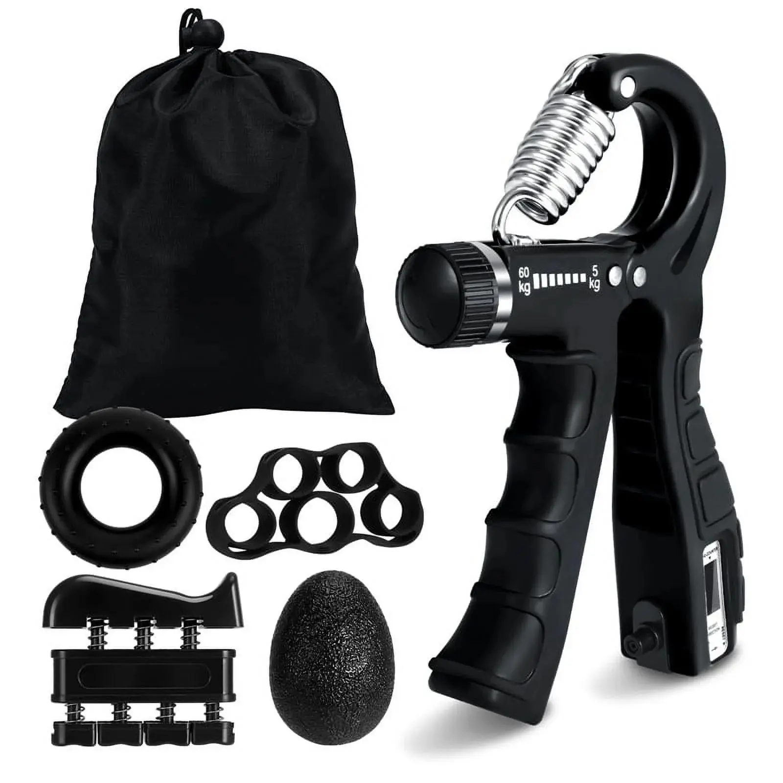 Hengguang 6 Pack Grip Strength Trainer Kit with Counter, Adjustable Resistance 10 to 132Lbs Hand Gripper, Hand Extension Exerciser and Forearm Workout Ring for Muscle Building and Injury Recover