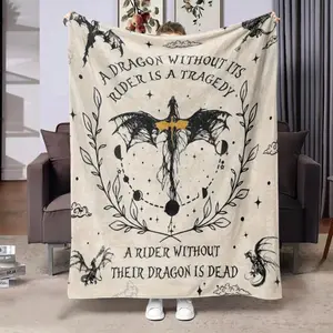 Dragon & Letter Pattern Blanket, Soft Warm Throw Blanket, Air-conditioned Room Blanket, Warm Nap Blanket for Home Office Travel