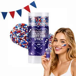 4th of July Glitter Stick - Red, White & Blue Body, Hair & Face Cosmetic Sparkle - Skin-Safe, Long-Lasting Patriotic USA Makeup for Independence Day Parades & Celebrations