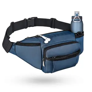 NOOLA Large Fanny Pack With Water Bottle Holder For Men Women Hiking Waist Packs Hip Bug Bag Adjustable Belt Bag For Outdoors Workout Dog Walking Traveling Cycling Blue