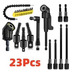 23 Pcs Flexible Drill Bit Extension, Include 3 Rotatable Socket Adapter 2 Hex Shank 105° Right Angle Drill Attachment 10 Short Screwdriver Bits 90° Angled Bits 6 Drill Bit Holders and Bendable Extension