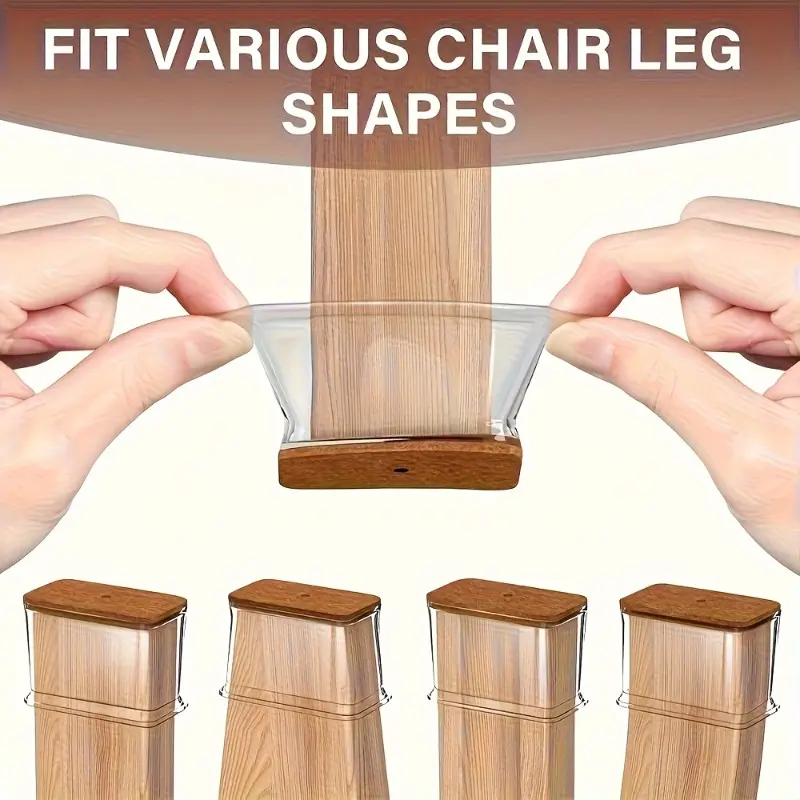 Transparent furniture leg protection cover with felt noise reduction cover - Heavy-duty anti-stain square chair and stool legs, suitable for wooden, metal and glass tables - anti-scratch design Easy to install Hardware Home Protector
