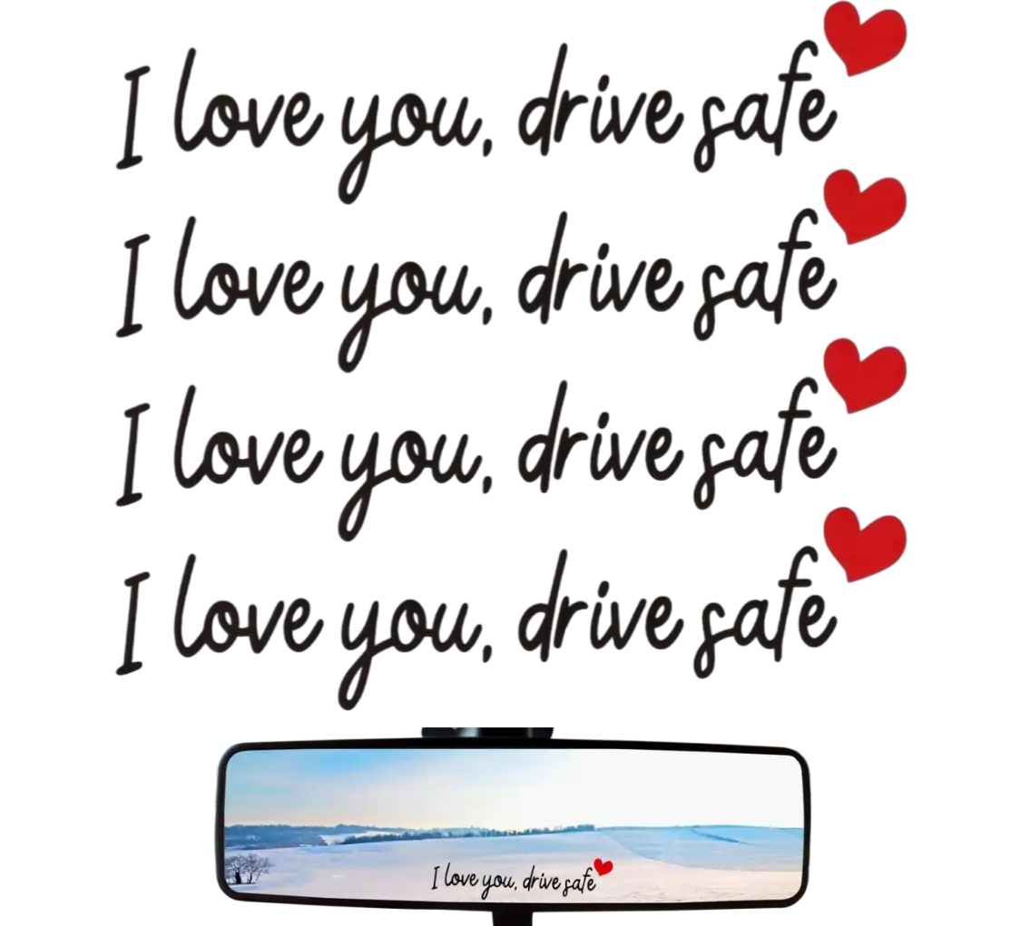 Universal Car Exterior Accessories 4Pcs I Love You Drive Safe Mirror Stickers, Removable Vinyl Rearview Mirror Decal, Summer Trend Faith Gift For Car Lovers