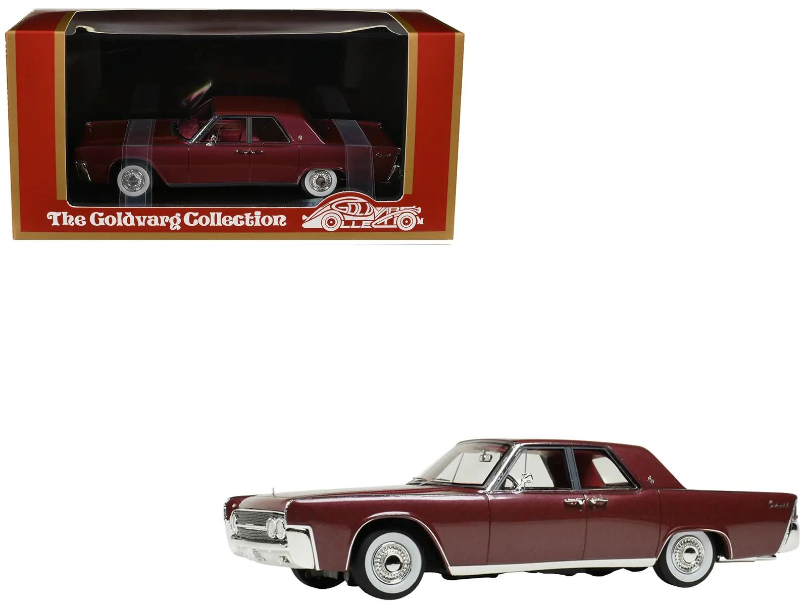 1962 Lincoln Continental Royal Red Metallic with Red Interior Limited Edition 1/43 Model Car by Goldvarg Collection