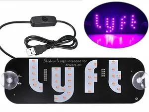Driver-Specific USB Car LED Light Sign, Windshield Taxi Light Sign with Display, Suitable for Sedans, SUVs, and Cars, Easy Suction Cup Installation, USB Type-A Switch Cable (Pink Light Sign)