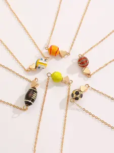 Sporty Basketball Rugby Heart Necklace, Trendy Versatile Fashion Accessory, Perfect Gift for Friends and Family, Unisex Jewelry