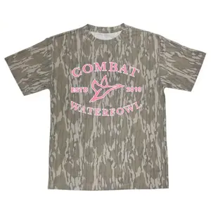 Pink Combat Waterfowl Mossy Oak Washed Out Camo Tee Mossy Oak Camo, Original Bottomland Short Sleeve Camo Shirt, Hunting Shirt, 3D T-shirt