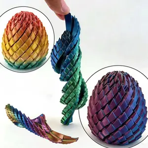Stress Relief Dragon Egg Toy, 3D Printed, Stretchable Spiral Design, Rainbow Gradient Finish, Adult Desk Decorative Item