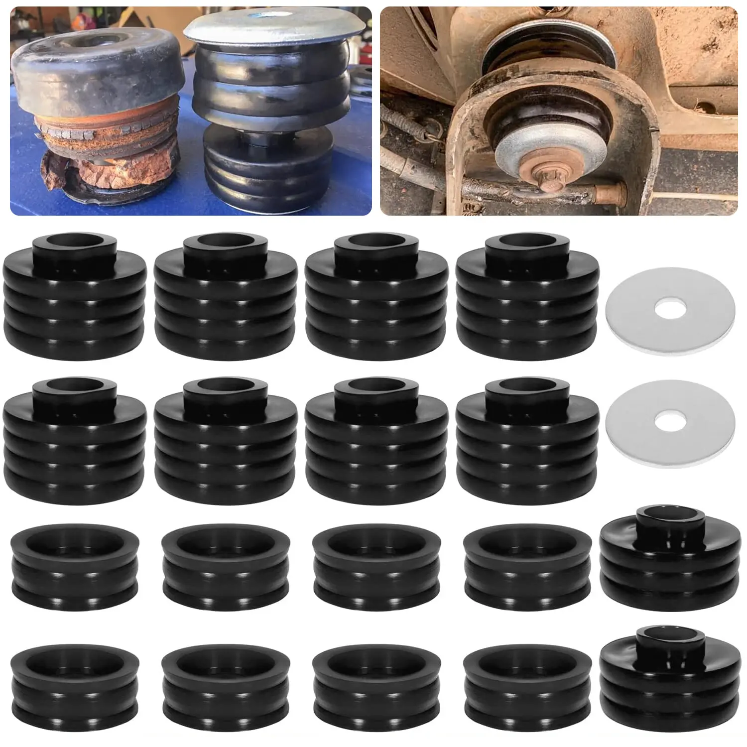 High-Strength Rubber Body Cab Mount Bushing Set for 1999-2017 Ford F250 F350 Super Duty 2WD/4WD, Vehicle Repair Part KF04050BK, Vibration Dampening, Improves Car Performance and Handling, Maintains Alignment, Reduces Noise