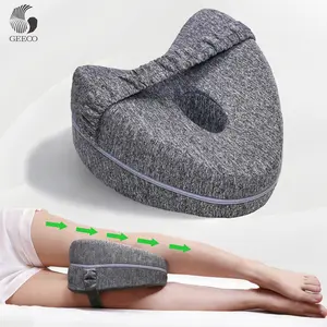 【Mother's Day gift】GEECO | Leg Alignment Pillow | Ergonomic Side Sleeping Memory Foam Knee Pillow with Strap for Side Sleepers Hip & Back Pain Relief Washable Cool Comfort Mother's Day Gift Organic Cotton