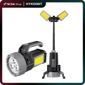 HYKOONT Rechargeable 9000mAh*2 Portable Camping Light 4 in 1 Extendable Eripod 5.9 to 29.5 Inch 2500 Lumens Cordless Dimmable Work Light & Emergency Torch for Camping Outdoor Adventures