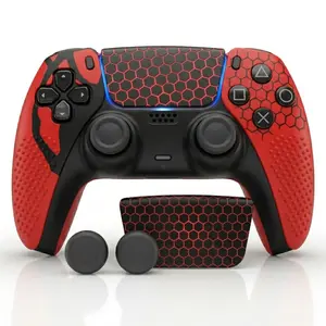 PS5 Controller Skin Set, Cover Case, Anti-Slip Silicone Protective Cover Skin Case for PS5 Wireless Controller, With 2 Thumb Grip Caps and 1 Sticker, Spider Style