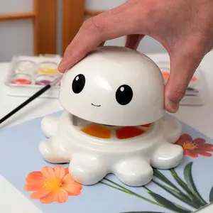 Ceramic  Palette Cute Octopus Design  Watercolor Tray  Mixing Trays Porcelain with Lid Ideal  for All Ages Art Supplies for  and Adults Creative Painting Experience