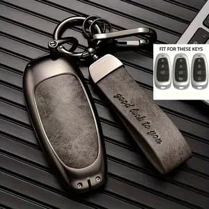 Scratch-Resistant & Durable Premium Zinc Alloy Car Key Case for Hyundai, Precisely Compatible with Tucson, Sonata, Sonata Hybrid, NEXO, NX4, Santa Fe DN8 Series, Universal Accessory for 3-4 Button Keys