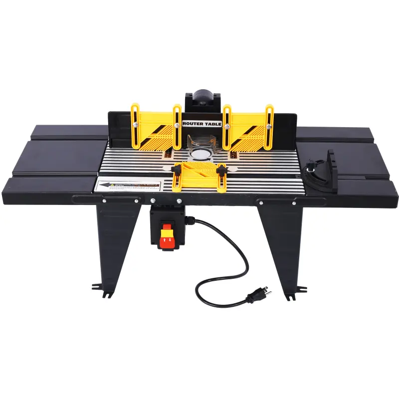Electric Router Table, Universal Benchtop Router Tables Top with Steel Stand & Adjustable Fence Wood Working Router Table Precise Routing Table Craftsman Tool for Woodworking, Black
