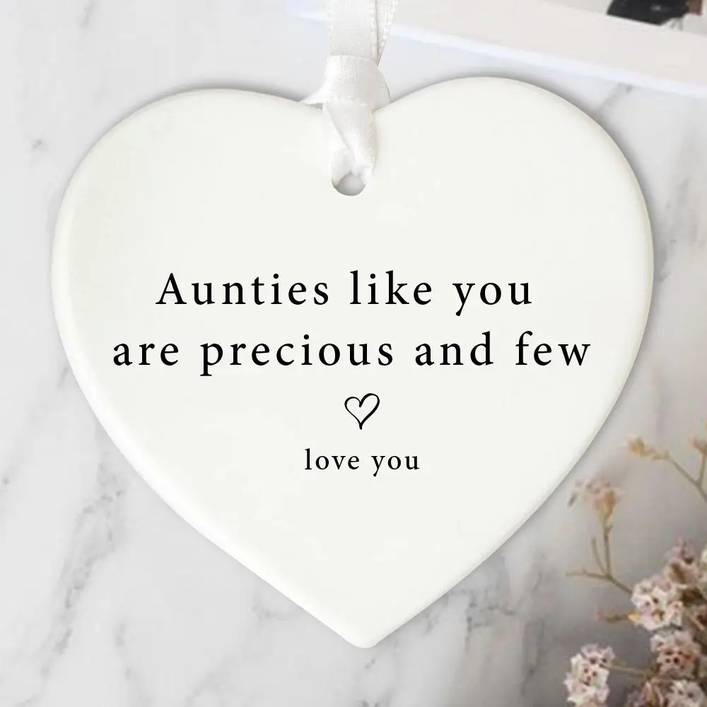 Ceramic Heart Shaped Ornament, 1 Count Aunt Gift, Aunt Memorial Gift, Aunt Present, Gift for Aunt, Home Decor, Party Supplies, Desktop Decorative Ornament, Wall Hanging Ornament, Home Ornaments, Ornaments Decoration