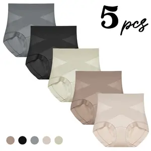 Quietlake Women's High-Waisted Fitted Mesh Panties Set (5-Pack), Soft Breathable Non-Irritating Design, Comfortable All Season Underwear, Underwear Sets, Sizes M-XXXXL, High Waisted Panty, Womenswear