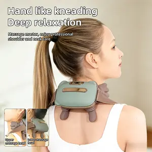 Biomimetic heating massage master, neck and shoulder massager, neck shoulder relaxer, used to relieve deep tissue pain, wireless portable electric finger pressure 4D kneading massage, simulated human hand design, home office rest