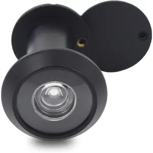 Door Viewer Peephole, Solid Brass 200- Door Viewer with Heavy Duty Rotating  Cover for /8" to 2-1/6" Doors for  Office Hotel (Black)