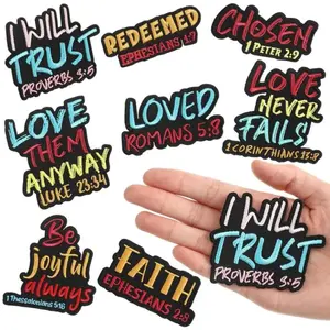8 Or 9 Pcs Bible Verse Embroidered Iron On Patches 3 Inch Motivational Religious Christian Sew On Applique Versatile Decorative DIY Accessories for Hat Backpack Jacket Clothes School and Fall Outfits
