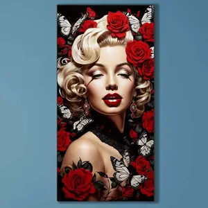 5D DIY Full Diamond Round Drill Painting - Diamond Painting Kit Rose Butterfly Mosaic Canvas DIY Wall Art, Home Wall Decoration, Handmade Gifts