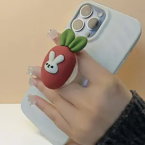 Height-Adjustable, Rotatable Cute Carrot Cartoon Magnetic Phone Stand / Desktop Holder