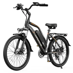 Urban Adult Electric Bicycle | 500W High-Speed Brushless Motor (Peak 750W) | 48V 7.8Ah Removable Battery | Top Speed 22 MPH | 24-Inch Low-Step E-Bike | LCD Color Display | Bright LED Headlight | 7-Speed Shifter | Rear Rack | UL Certified