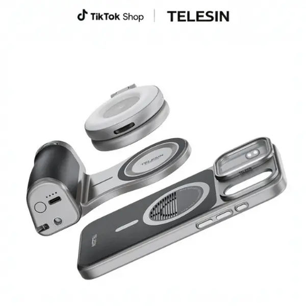 TELESIN Retro Leather Master Grip Camera Handle for iPhone 17 Pro Max/Pro  Pro Filmmaking Kit with Graphene Cooling Phone Case, Mag Safe Wireless Charging, Shutter & Dial Controls, Tripod, Magnetic Filter, iPhone 17 Accessories for Vlog, Selfie, Video