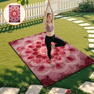 Women's Outdoor Anti-Slip Yoga Mat, Portable Thickened Wide Long Exercise Pad, Printed Sports Flooring Mat, Home Gym Accessory
