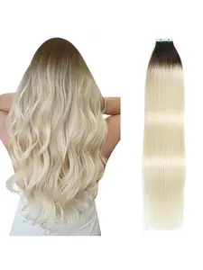 【TIMIA｜Mothers Day Gift】Tape in Hair Extensions Human Natural Looking Hair Dark brown to platinum blonde Ombre 18-26 inch 25g/10pcs/pack Straight Seamless Skin Weft Tape-in Real Hair T2/60A#