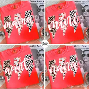 Comfort Colors Trendy Mama Shirt, Checker Leopard Cherry Letter Tee, Bold Mom Graphic Shirt, Retro Aesthetic Mom Life Shirt, Vintage Slay Mom Tee, Cool Mom Fall Outfit, Grunge Momcore Style