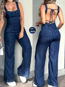 Women's Retro American Style Strappy Romper, Casual Vintage Overall Pants, Comfortable and Stylish One-Piece for Daily Wear Jumpsuit