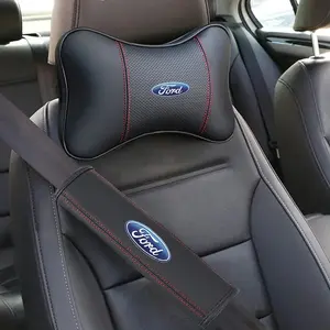 New Leather Car Seat Belt Shoulder Pad, Neck Support Pillow for Ford Fiesta Focus Mk2 Mk3 Ranger Mondeo Mk4 S-Max Kuga, Comfortable Accessory