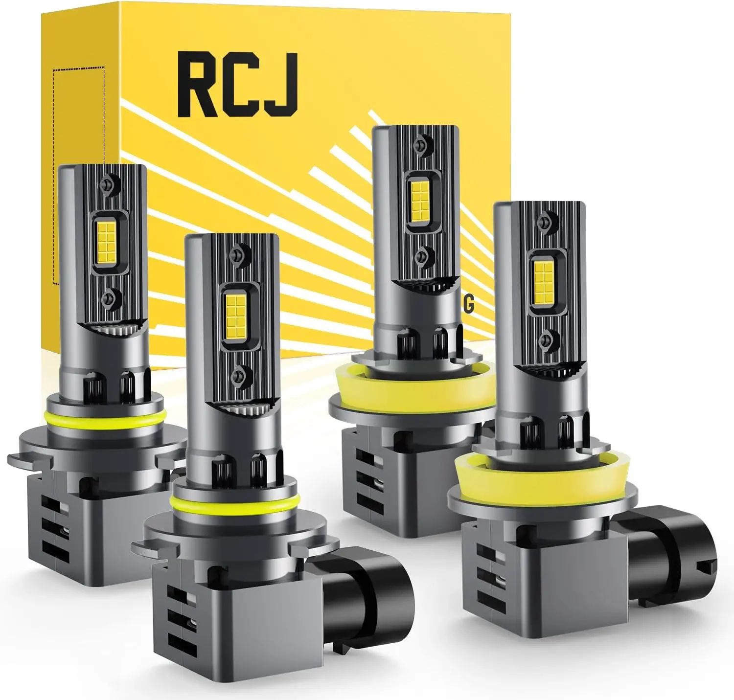 [1-Year Warranty Protection] RCJ H11/H8/H9 /9005/9006/H1/H4/H7Fog Bulbs, 1:1 Size  6000K Cool White with 13000RPM Fan, Plug-N-Play, Pack of 2 Size:H11