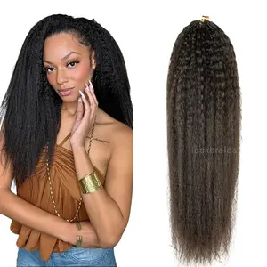 Lockbraids Knotless Pre-Separated Crochet Hair Human Hair Kinky Straight for Smooth Styling & Easy Application Dreadlocks Extensions