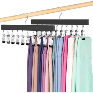 Legging Organizer for Closet, Pants Hangers with Clips Holds 20 Leggings, Jeans, Hats, Shorts, Socks, 360 °   Rotating Space Saving Hanging Clothes Organizer for Closet Organizers and Storage 2Pcs