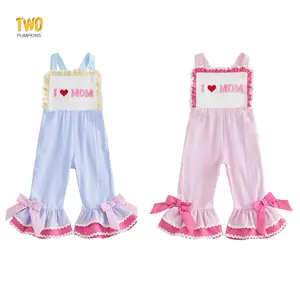 Toddler Girl Easter Outfit Bunny Carrot Overall Square Collar Plaid Bell Bottoms Jumpsuit Baby Girl Summer Clothes