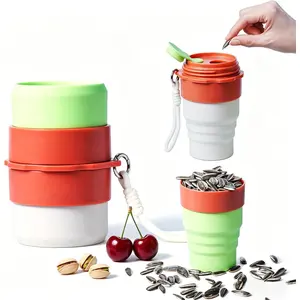 Portable Sunflower Seed Cup Seed Organizer & Shell Storage Expandable Silicone Seed Snack Spit Cup for Outdoor, in Car, Football Baseball Games. Work with Pistachios, Gift For Travler
