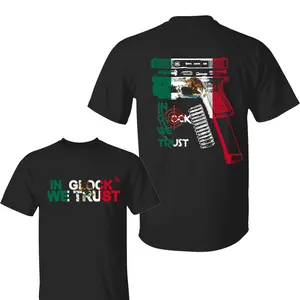 In Glock We Trust MEXICAN T-Shirt – Tactical Graphic Gun Tee, Mexican Flag Colors,  Soft Cotton Unisex, Mens Gift Ideas
