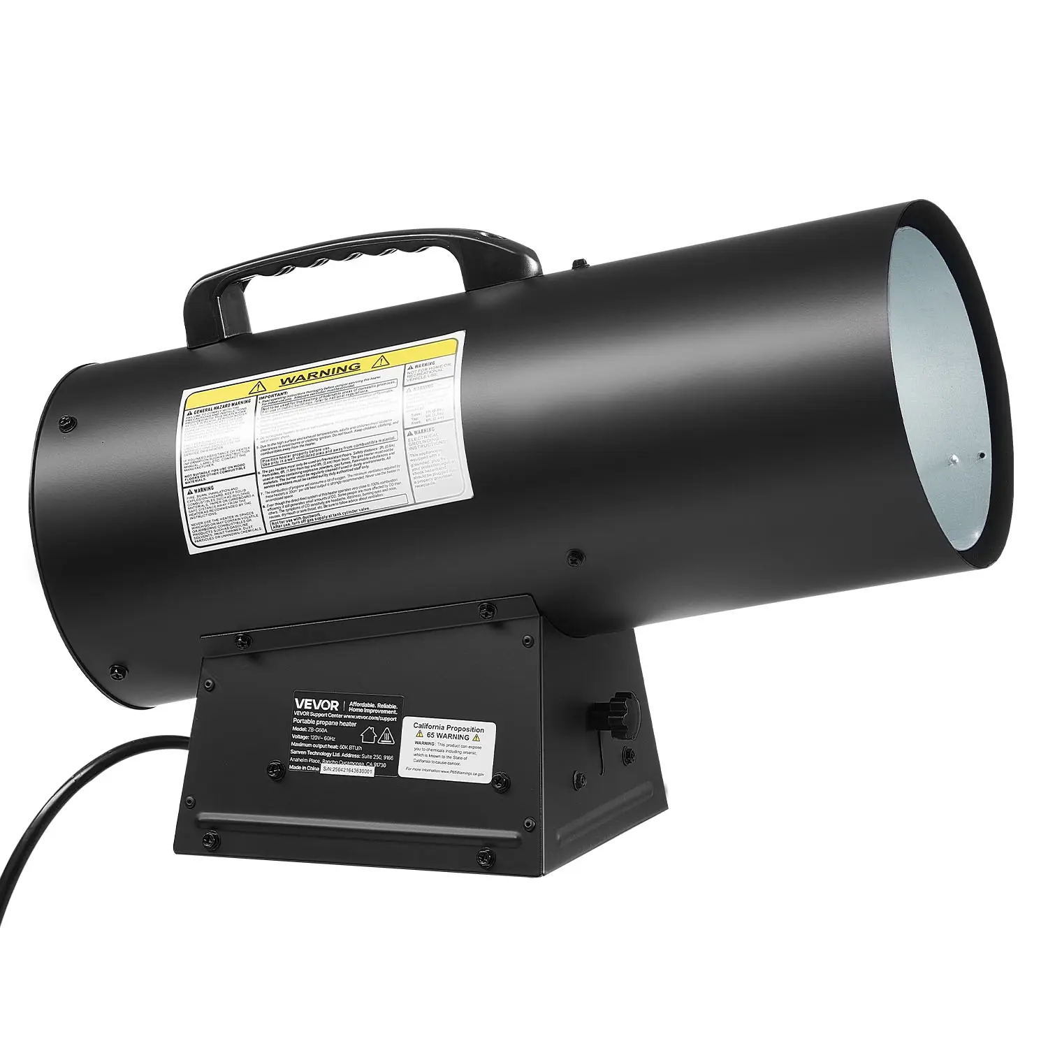 【summerfinds】VEVOR Propane Heater,  , 60000BTU Forced Air Propane Heater with Stepless Temp Settings & security Protection, Portable Garage/Shop Barrel Heater for Garages, Job Sites,Indoor/Outdoor