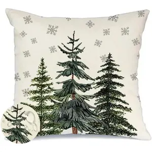 Christmas Pillows Covers 18x18 Outdoor  Christmas Tree Snowflake Decorations Winter Decorative Throw Farmhouse Holiday Xmas Cushion Covers for Couch Living Room Green Pine