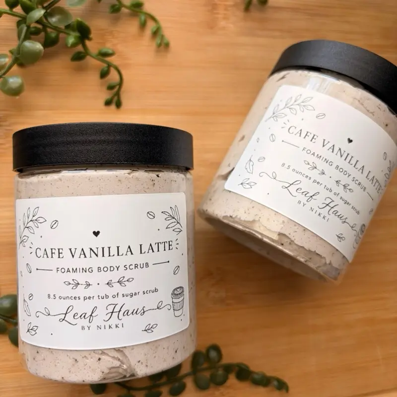 Café Vanilla Latte Whipped Sugar Scrub - Handmade Foaming Body Scrub Infused with Real Coffee