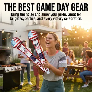 50PCS USA Patriotic Inflatable Cheer Sticks with Free Hand Pump, Suitable for 4th of July, Sports Games, Parties and Patriotic Celebrations, Summervibes Holiday Party Decoration Supplies