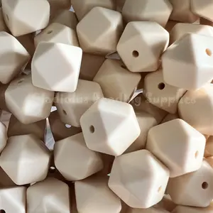 14mm White Navajo Hexagon Silicone Bead - Loose - Crafting Supplies - Beading Supplies, Solid Color, DIY Pens, DIY keychain