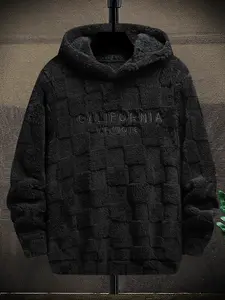 Men's Casual Hooded Sweatshirt, Fall Winter Warm Sports Pullover, Long Sleeve Drop Shoulder Design, Comfortable Outdoor Wear