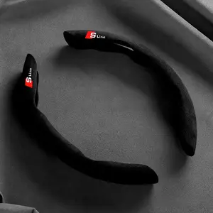 Universal Suede Leather D Shape Car Steering Wheel Cover, Fits Audi Models Including Tt, Q2, Q3, Q5, Q7, Q8, A3, A4, A5, A6, A7, R8 Vehicle