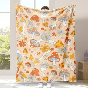 High-Definition Digital Printed Mushroom Blanket, Suitable for Napping, Sofa Use, And More. Soft And Comfortable, Versatile for All Seasons.  Essential for home and outdoor use.